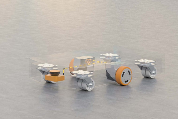 Robot collaboratif équipé de deux roues SWD 150 et d'un scanner de sécurité